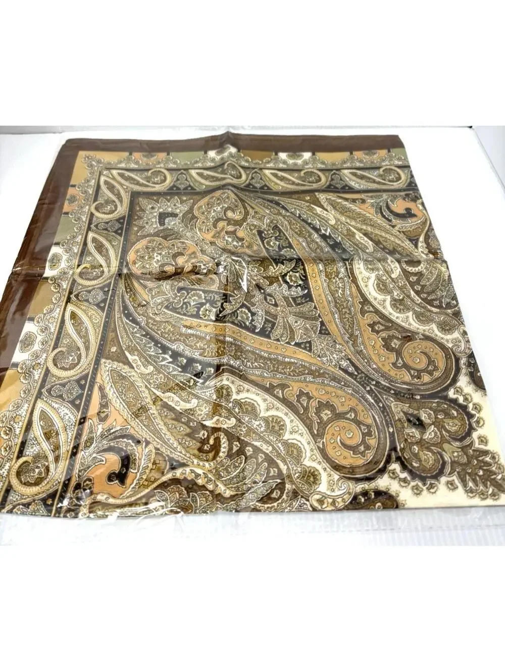 Brown Paisley Polyester Satin Head Scarf Silky Hair Bandana Neck Scarf NEW